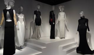 Dresses on display at the "Women Dressing Women" exhibition at The Metropolitan Museum of Art in New York, New York