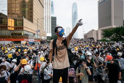 A protester in Hong Kong