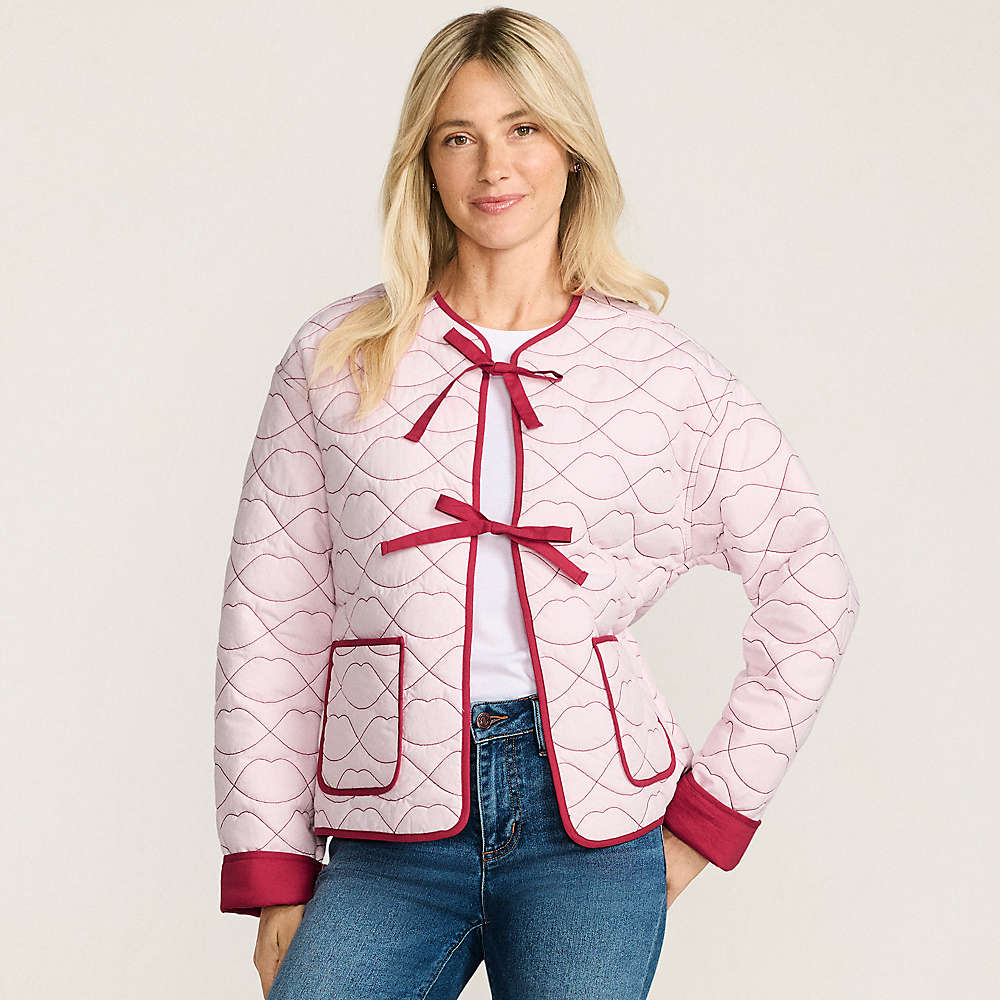 Women&#039;s Lands&#039; End X Lulu Guinness Lip Quilted Jacket