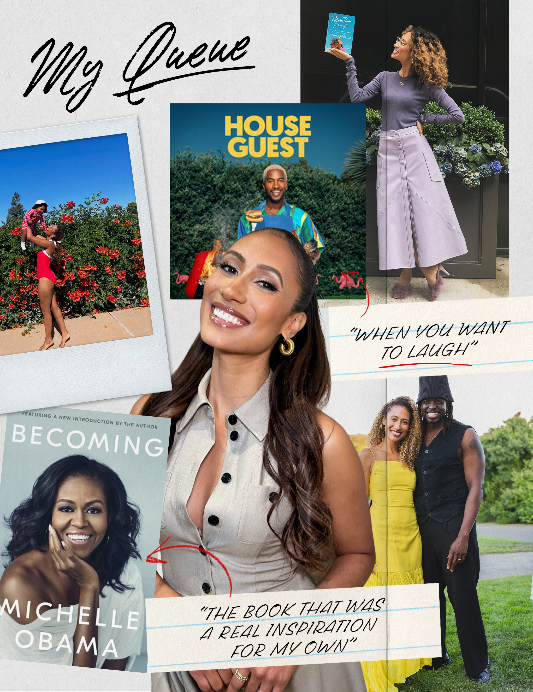 A collage of elaine welteroth and her favorite things in her queue.