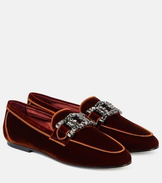 Kate Embellished Velvet Loafers