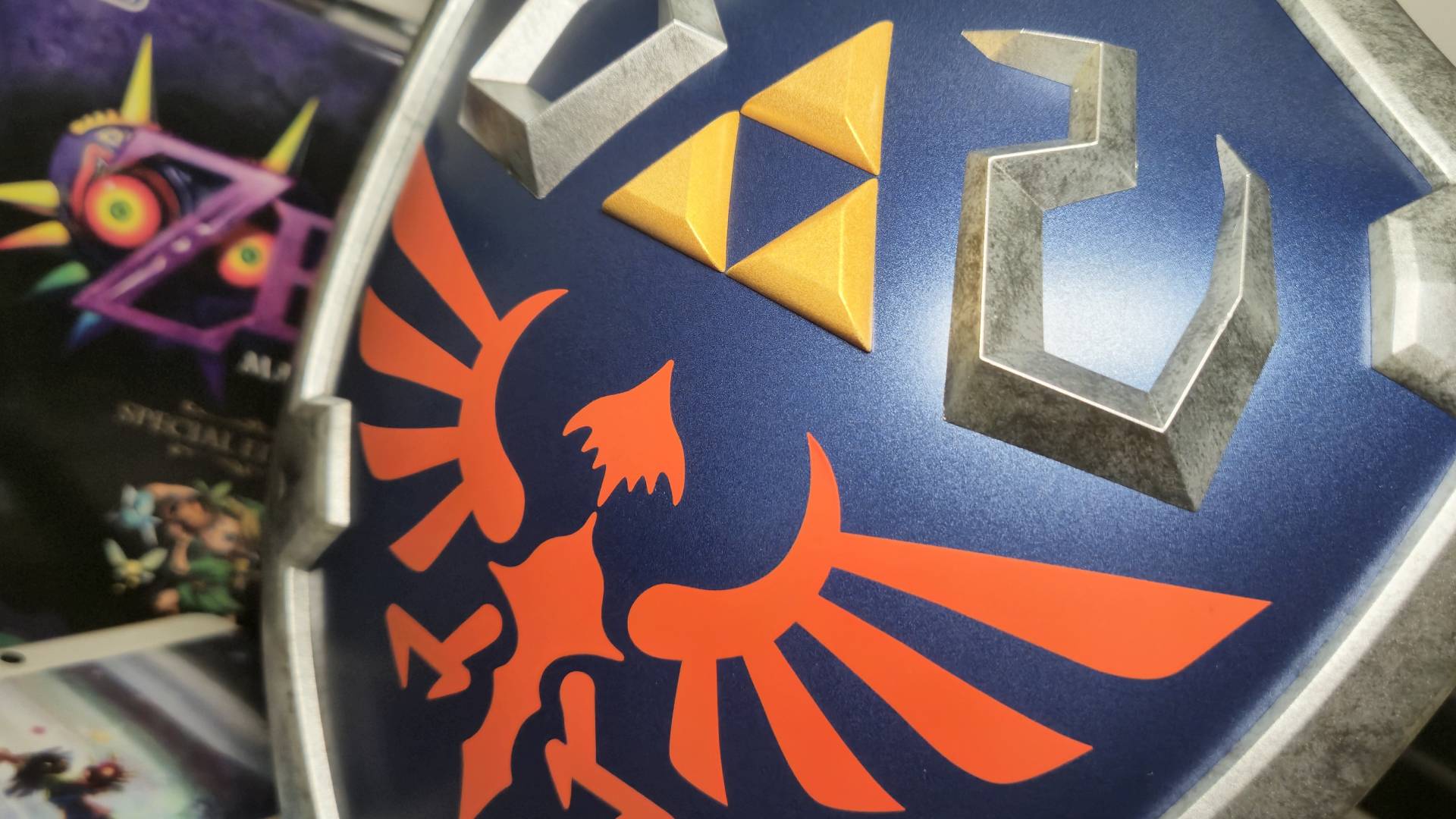 Close up of the front details of the F4F Hylian Shield details.