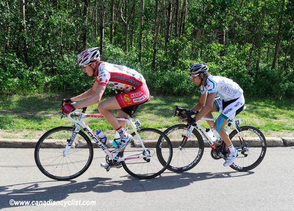 Will Routley (Jelly Belly cycling p/b Kenda) takes the lead on the first climb of the final lap.