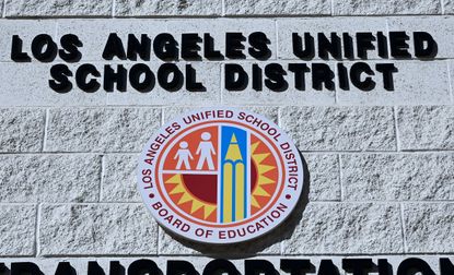 A sign for the LA Unified School District 