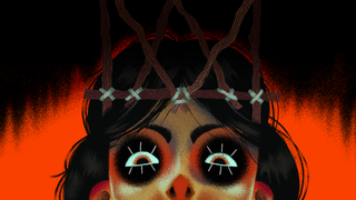 A youngster with piercing eyes and a warped crown