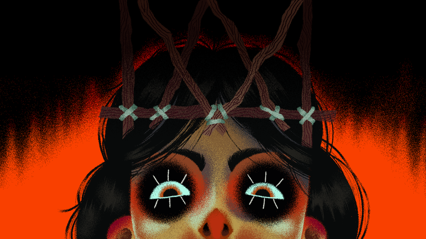 A youngster with piercing eyes and a warped crown