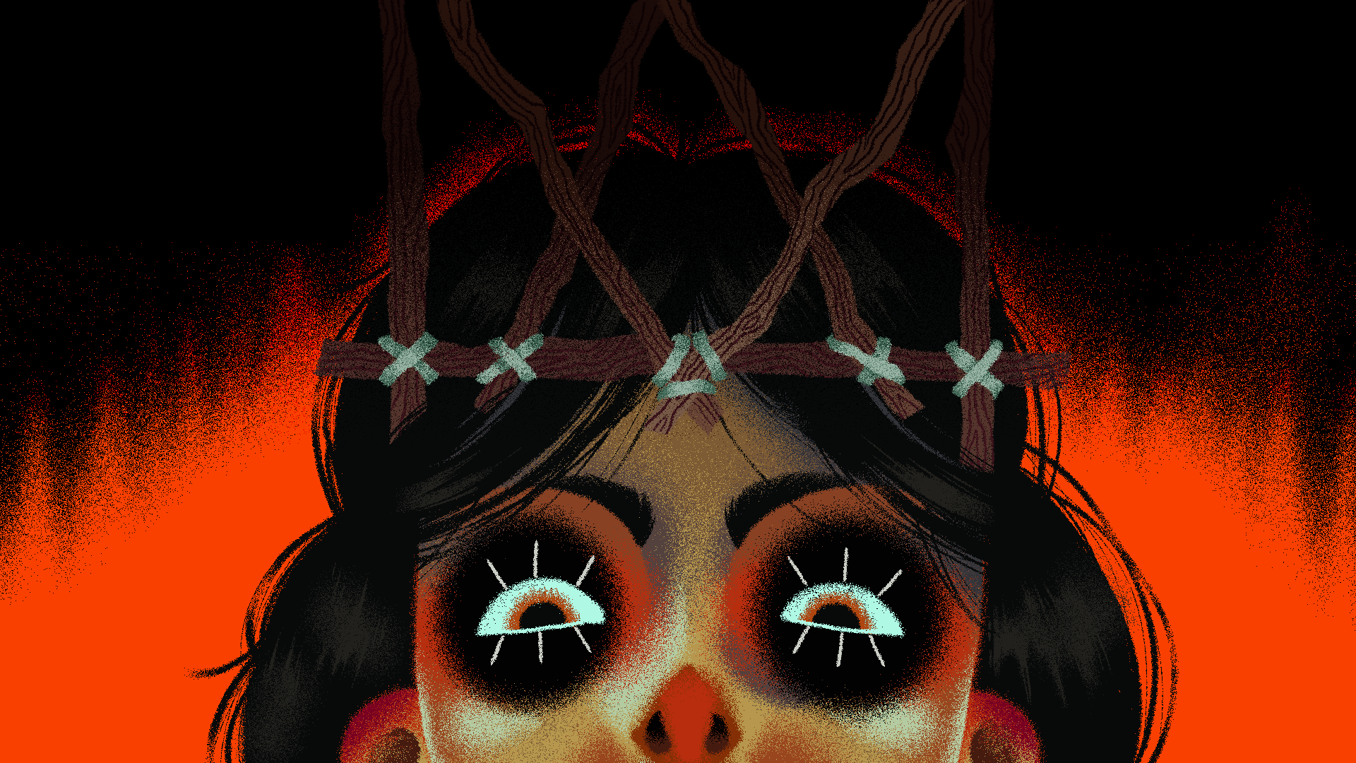 A youngster with piercing eyes and a warped crown