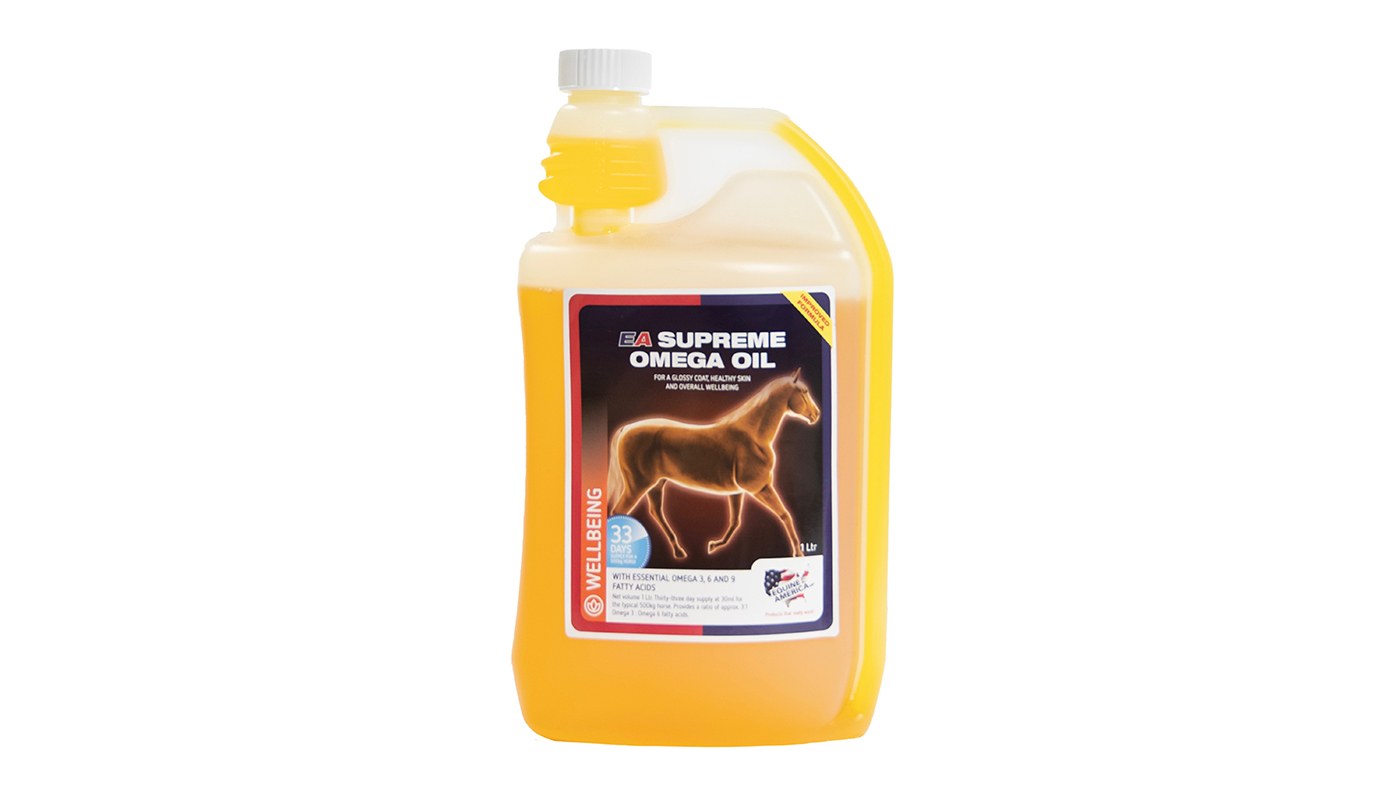 Equine America Supreme Omega Oil skin supplement for horses