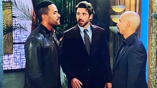 Sean Dominic, Conner Floyd and Bryton James as Nate, Chance and Devon in a heated discussion in The Young and the Restless