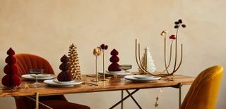 Christmas decorations on a dining table