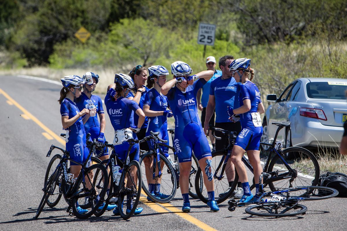 The UnitedHealthcare women recover after taking the win during stage 1 at Tour of the Gila