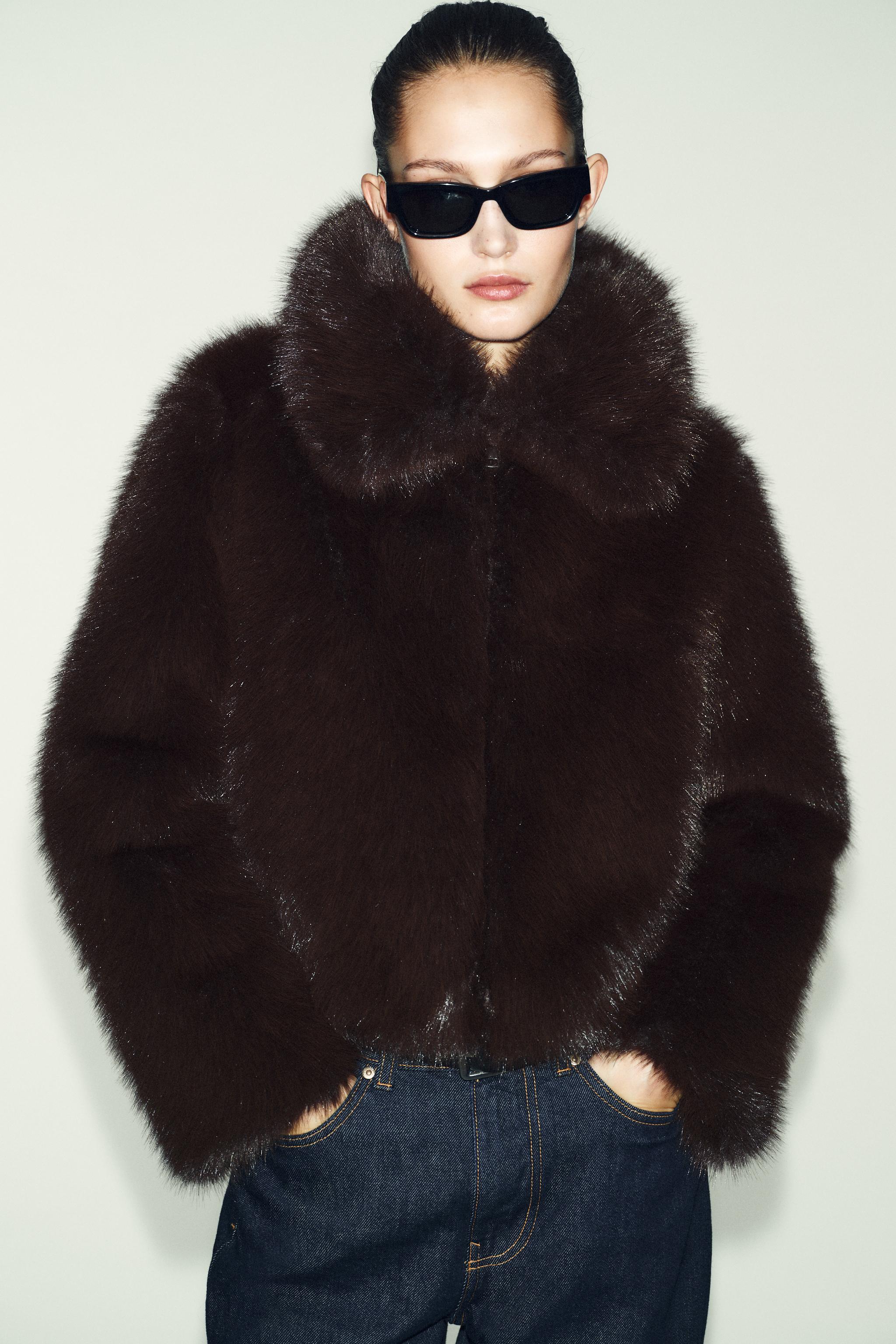 Faux Fur Lapel Collar Jacket