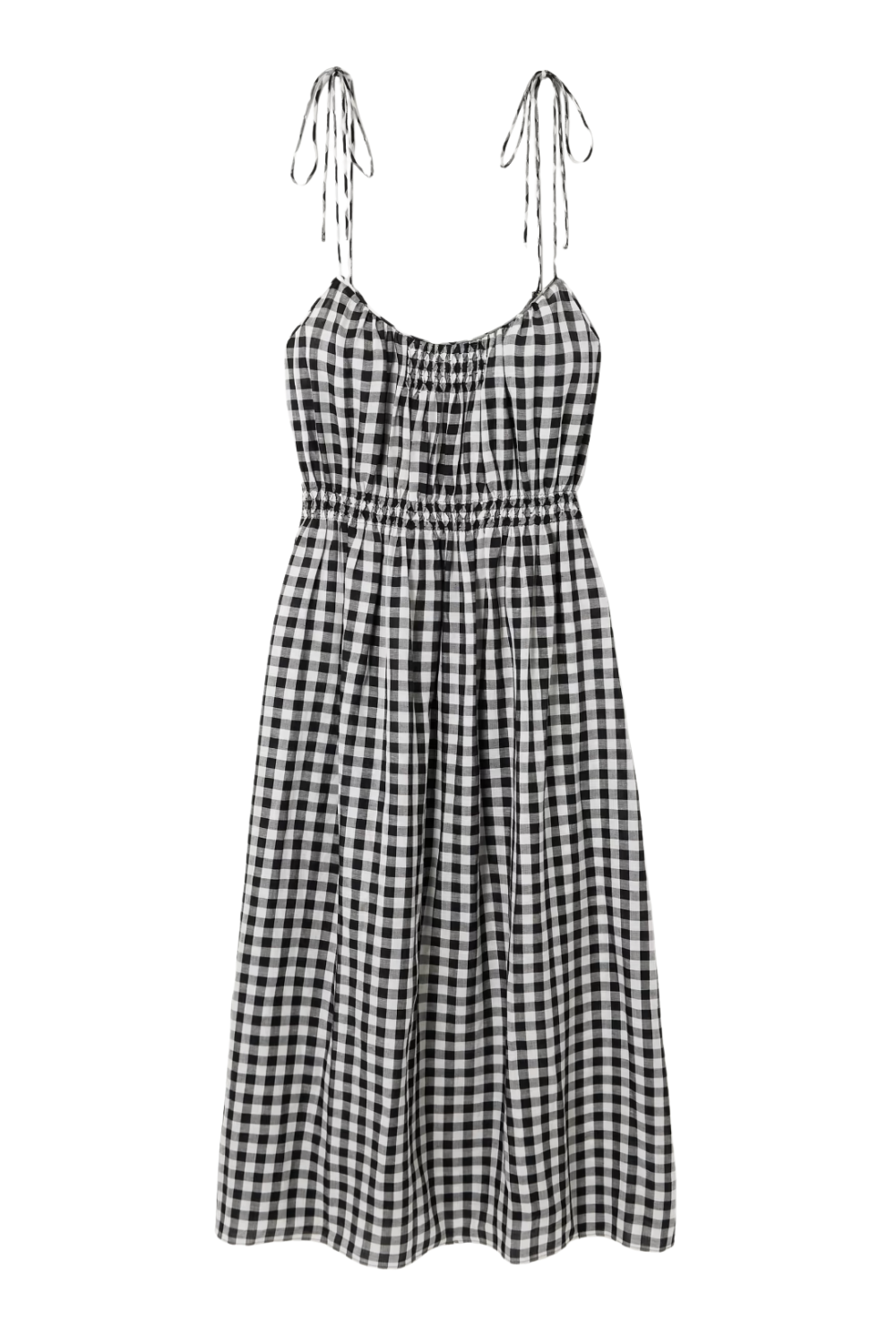 Leslie Tie-Detailed Smocked Gingham Voile Midi Dress