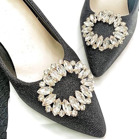 Trixes Oval Rhinestone Crystal Shoe Clips
