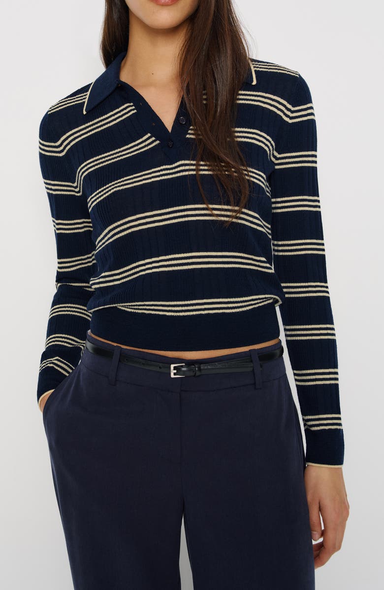 Hermia Stripe Merino Wool Polo Sweater