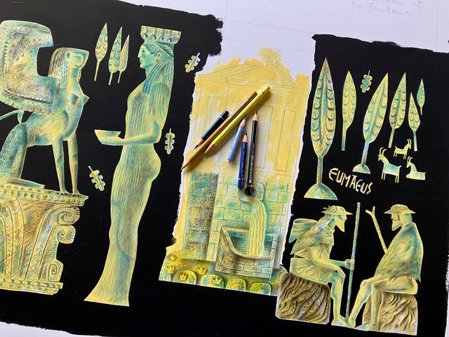 Illustration of Homer's epic Greek poems in progress 