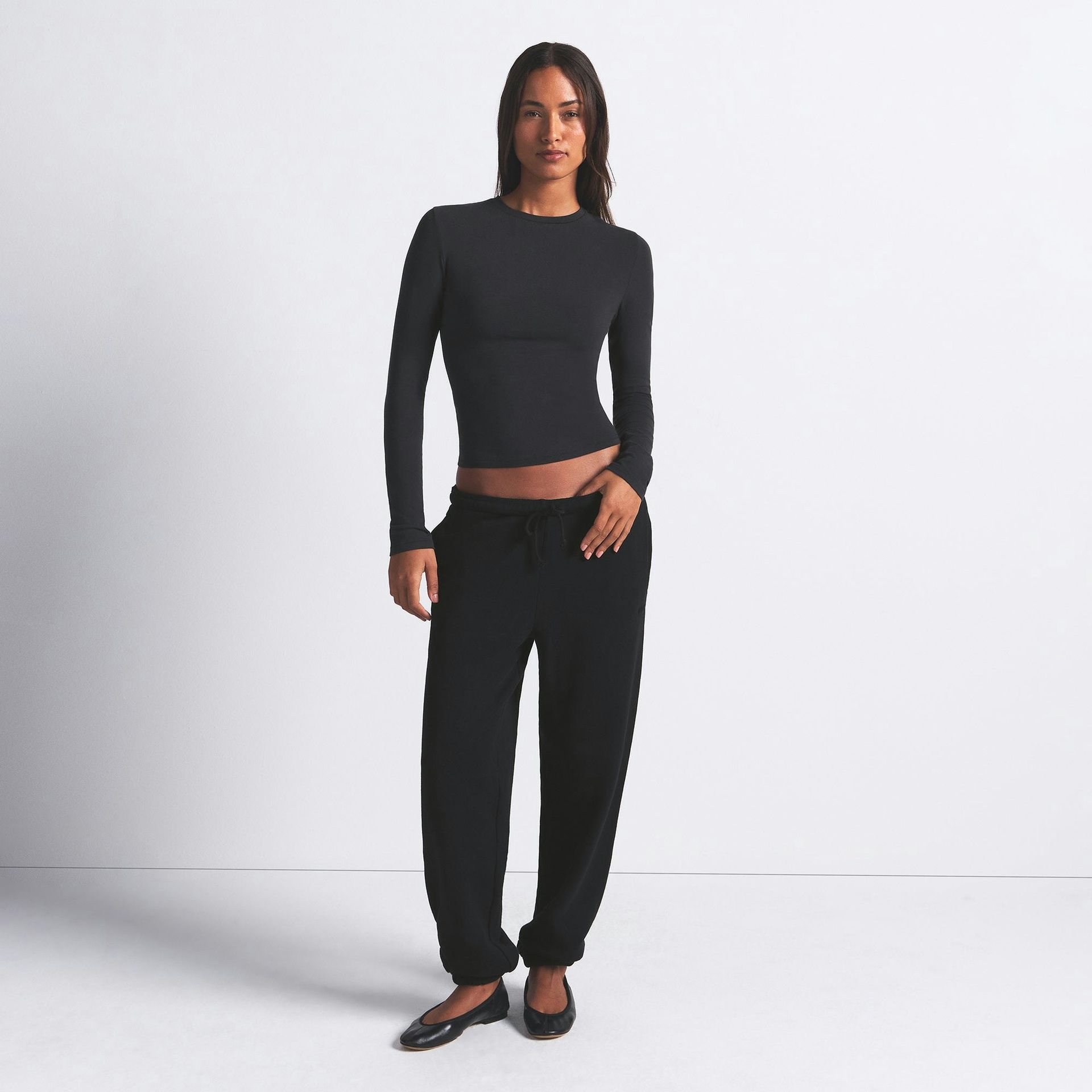 Cotton Jersey Long Sleeve T-Shirt | Soot | Xxs