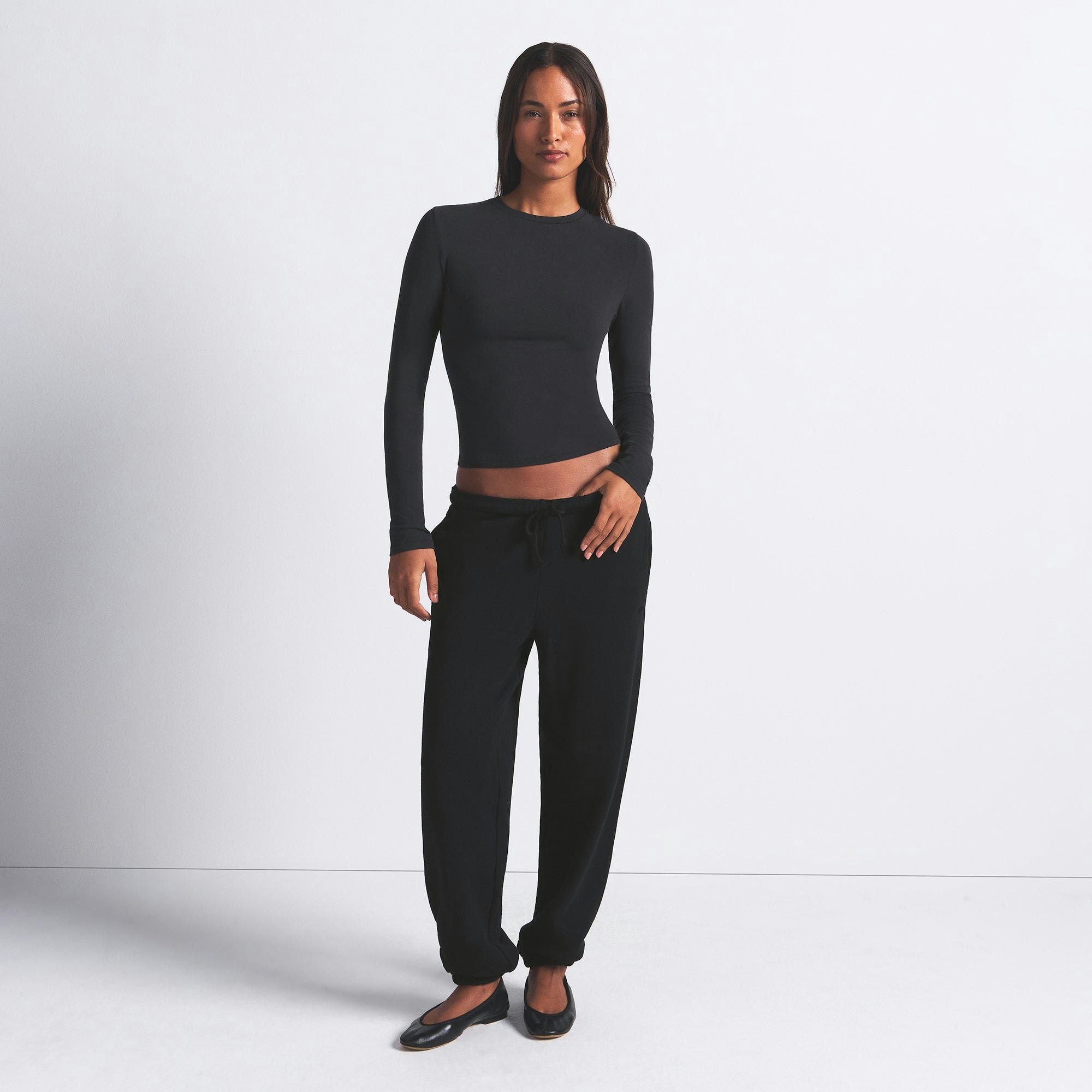 Cotton Jersey Long Sleeve T-Shirt | Soot | Xxs