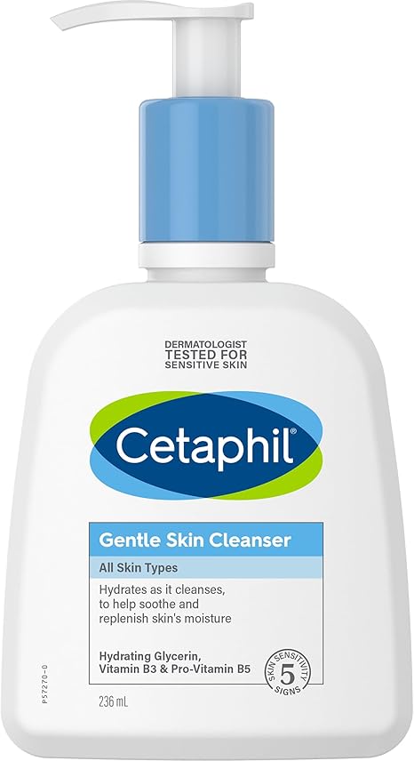 White pump bottle with big Cetaphil logo