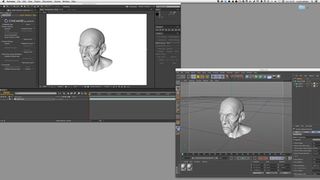This head model comes from the 3D package modo, but when I exported it as an OBJ object, I could then import the model into Cinema 4D Lite, which then appears in After Effects through the Cineware toolset