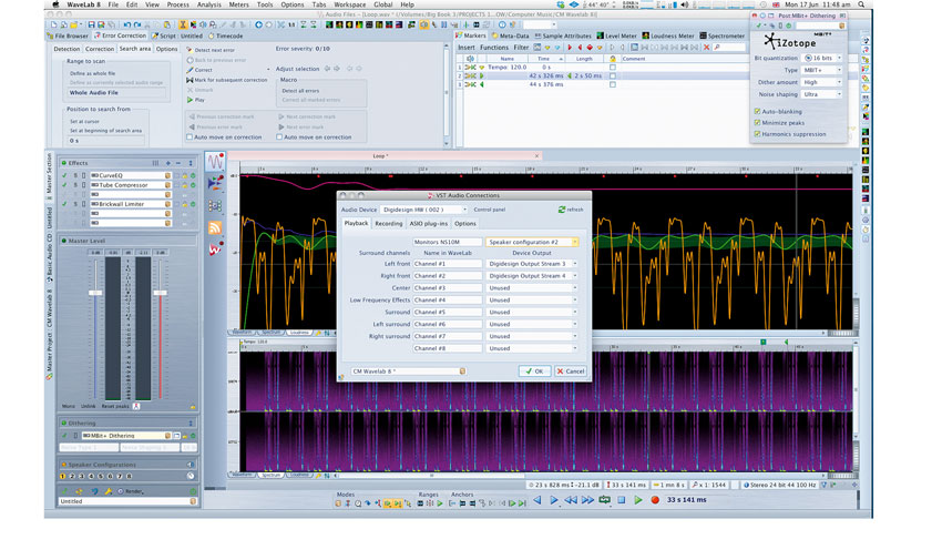 WaveLab 8 tackles the need for multiple monitor switching with its Speaker Configurations option