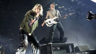 Emily Armstrong and Dave "Phoenix" Farrell of Linkin Park performs at Barclays Arena on September 22, 2024 in Hamburg, Germany