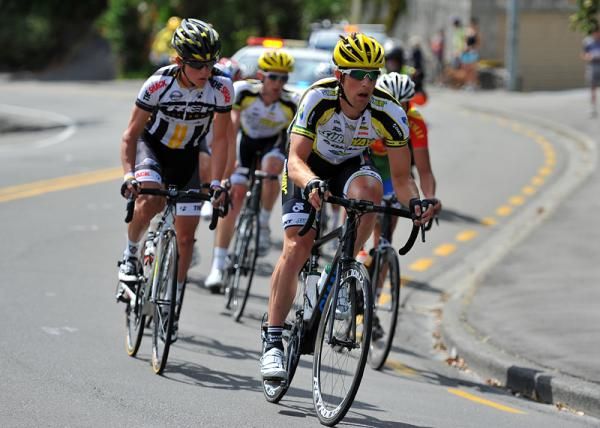 Paul Odlin (Subway Pro Cycling team) leads a break of nine riders in the early stages of the race.