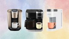 Coffee maker keurig sale items on a pastel colored background