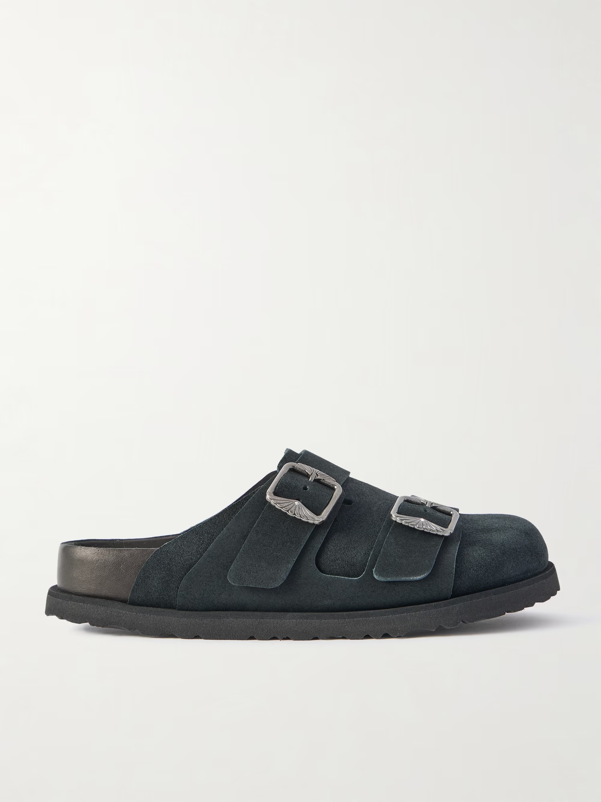 Birkenstock, 222 West Buckled Suede Clogs