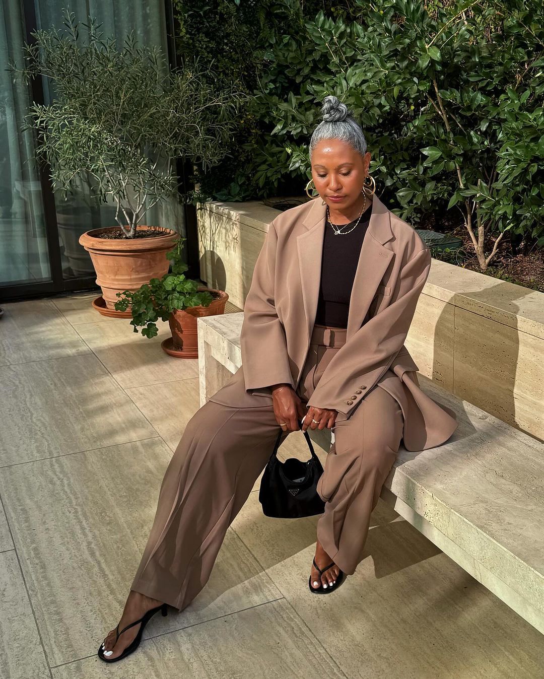 Brown taupe blazer and trouser set