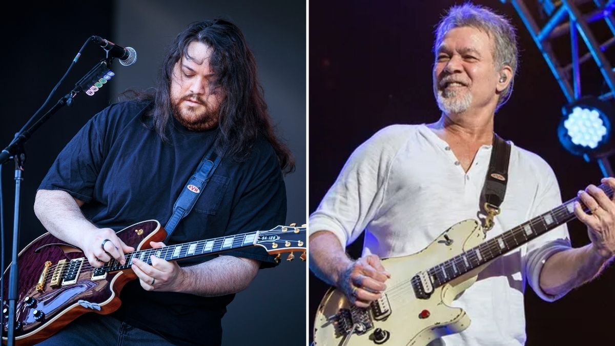 Wolfgang (left) and Eddie Van Halen performing onstage