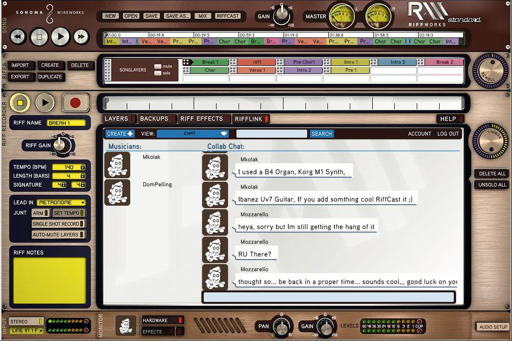 RiffWork's online features are impressive