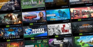 Steam Sale - a cornucopia of different games banner images are shown on sale