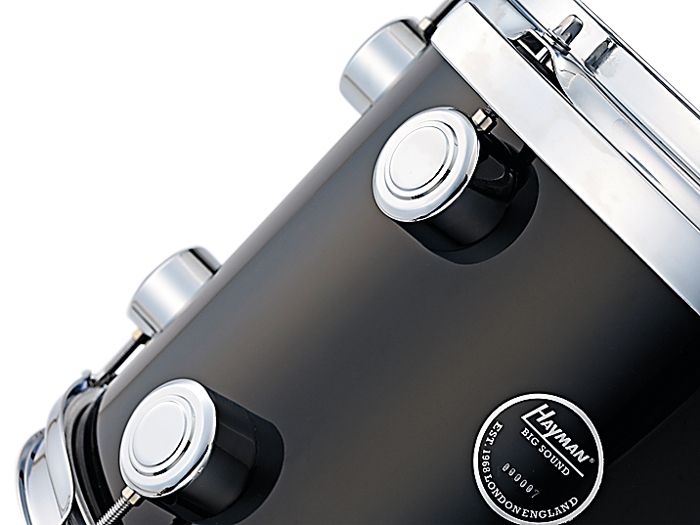 Distinctive circular Hayman lug boxes are set off by the black wrap finish, the only finish offered at present