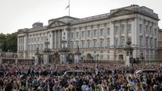 Crowds gathered outside Buckingham Palace