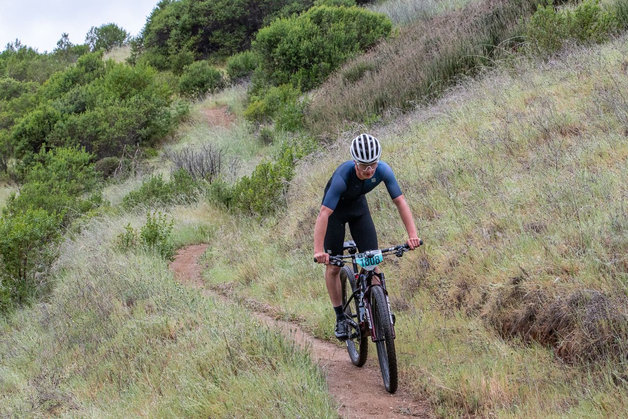 Ian Lopez De San Ramon - second in Pro Men division at Grasshopper Adventure Series 2022 Mountain Bike Race at Lake Sonoma.