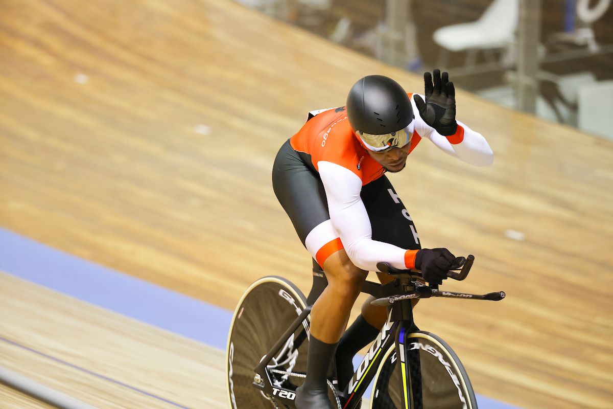 Picture by Alex Whitehead/SWpix.com - 22/10/2021 - Cycling - Tissot 2021 UCI Track Cycling World Championships - Men's 1Km Time Trial Final - Stab Velodrome, Roubaix, France - Trinidad &amp; Tobago's Nicholas Paul races to silver in the final of the men's 1Km time trial.