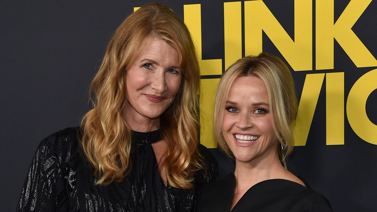 Reese Witherspoon and Laura Dern both rock nude lipstick and black dresses for the Blink Twice premiere red carpet.
