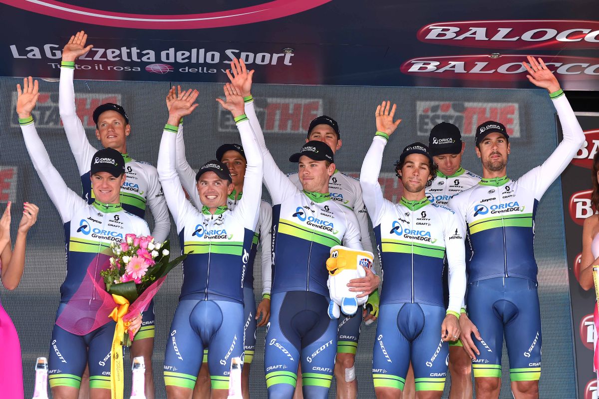 Orica-GreenEdge celebrate their Giro d'Italia stage win