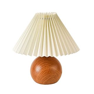 Kunjoulam Cute Small Pleated Lamp, Modern Bedside Nightstand/table Lamp With Beige Lampshade, Metal Base for Bedroom, Home Office, Living Room, Kids Dorm With E12 Bulb