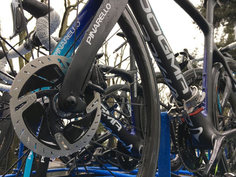 The Shimano neutral service vehicles had these Pinarello bikes, some with disc brakes