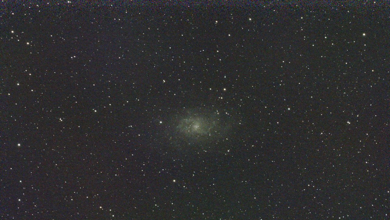 A photograph of the M33 galaxy in Triangulum taken with the Dwarf III smart telescope, unprocessed