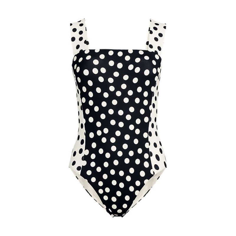 black and white polka dot swimsuit