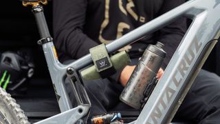 Peaty's Holdfast Tool Wrap attached to bike frame