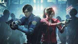Leon and Claire stand back to back in Resident Evil 2