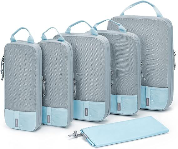 Bagsmart 6-Piece Packing Cube Set - Lightweight Luggage Organizers for Travel, Vacation and Suitcases - Durable Accessories With Compression