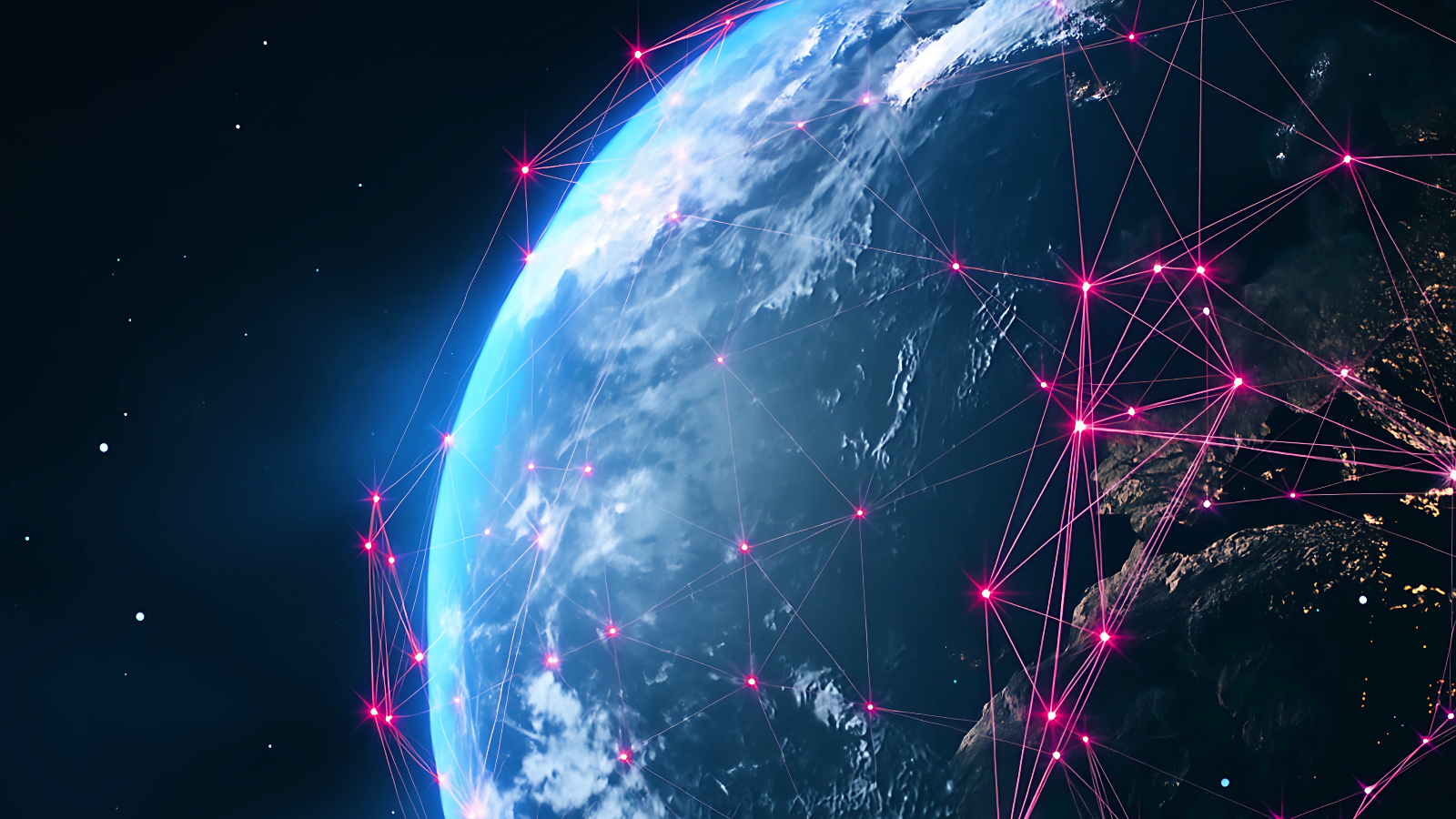 World with connected dots overlayed