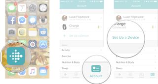 Launch Fitbit from your Home screen, tap on the Account tab, and then tap on the Set Up a Device button