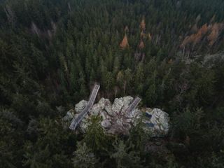 Aerial view of mountain lookout structure