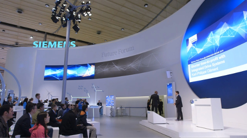 pave Creates Siemens booth with coolux Pandoras Box